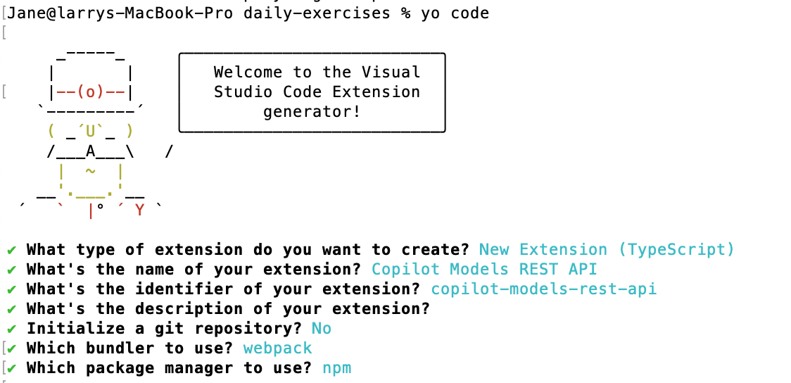生成 VS Code 扩展工程脚手架