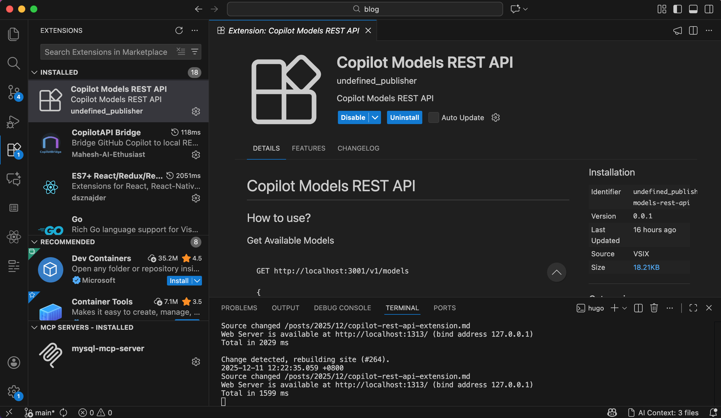 选择 vsix 文件,安装扩展